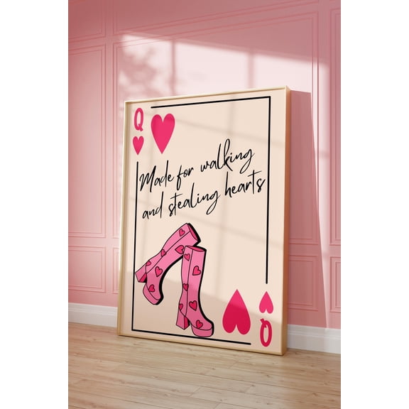 Pink Boots Modern Love Wall Art, Unframed Paper Print Size 8x12
