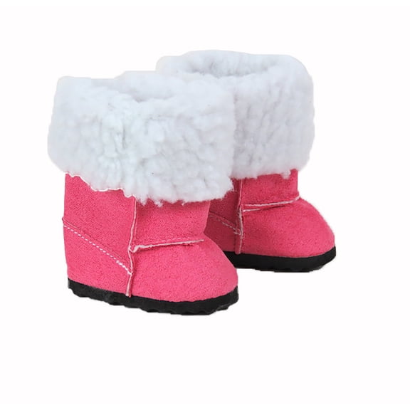 Pink Boots with White Faux Sheep Fur Made for 18 inch Dolls
