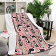 thumbnail image 1 of Pink Border Collie Dog and Flower Floral Blanket,Comfortable Soft Flannel Throw Blanket,All Season,Warm Lightweight Blankets for Sofa Bed Couch Living Room Chair,60"x80"(150x200cm), 1 of 4