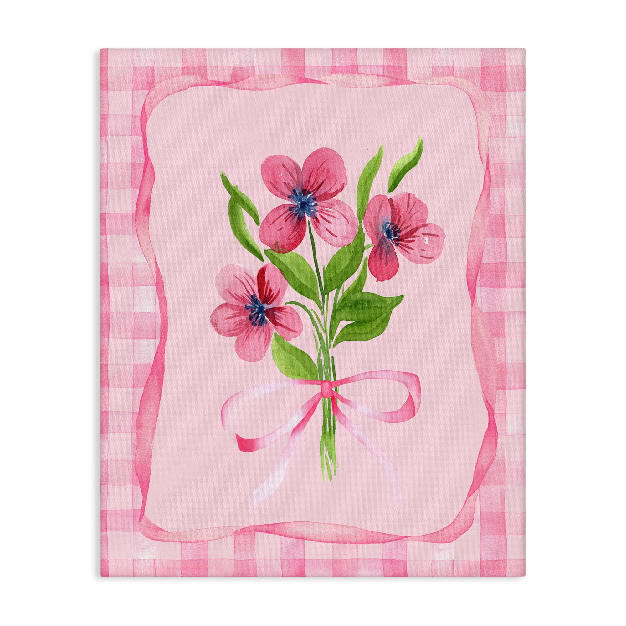 Pink Bordered Flower Bundle Canvas Wall Art, design by Nina Jacobs