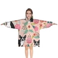 thumbnail image 1 of Pink Boston Terrier and Flower Blanket Hoodies for Kids 6-13YR Oversize Wearable Blanket Hoodies for Boys Girls Teens, 1 of 7