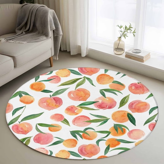 Pink Botanical 3ft Area Rug, Summer Botanical Elegant Pastoral Washable Non-Slip Small Round Rugs for Entryway Bedroom Kitchen, Soft Circle Carpet for Dining Room, Playroom Nursery Rug