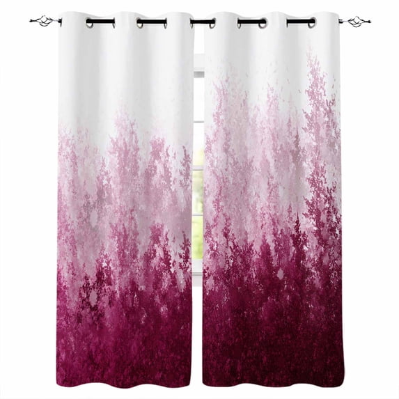Pink Botanical Blackout Curtains for Bedroom Living Room Darkening Curtains 84 Inch Length 2 Panels Set Spring Summer Farmhouse Retro Watercolor Window Curtain Window Treatment Grommet Drapes 52"x84"