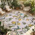thumbnail image 1 of Pink Botanical Outdoor Rug for Patio/Deck/Porch, Non-Slip Large Area Rug 4 x 6 Ft, Spring Floral Summer Lemon Birds Indoor Outdoor Rugs Washable Area Rugs, Reversible Camping Rug Carpet Runner, 1 of 8