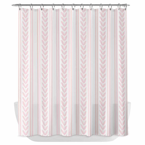 Pink Botanical Shower Curtain - Water Repellent Fabric Shower Curtains Washable, Modern Farmhouse Striped Decorative Polyester Cloth Bathroom Curtains Modern Bath Decor 72"x84"