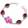 thumbnail image 1 of Pink Botswana Agate & Garnet 925 Sterling Silver Ethnic Bracelet 7-7.99" TB36-86, Beautiful Jewelry For Woman, New Year Sale, Valentin's Day Gift, 1 of 1