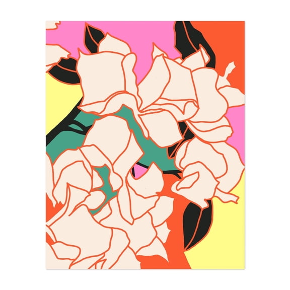 Pink Bougainvillea Essence - India Digital Art Modern Art Floral Pop Art Abstract Minimalist Unframed Wall Art Print 22 x 28 inches