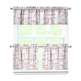 thumbnail image 1 of Pink Bow 3-Piece Kitchen Curtains Set Kitchen Curtains Sets with Valance for Windows Rod Pocket Machine Washable Kitchen Decor(54"x18"+2x27.5"x24"), 1 of 4