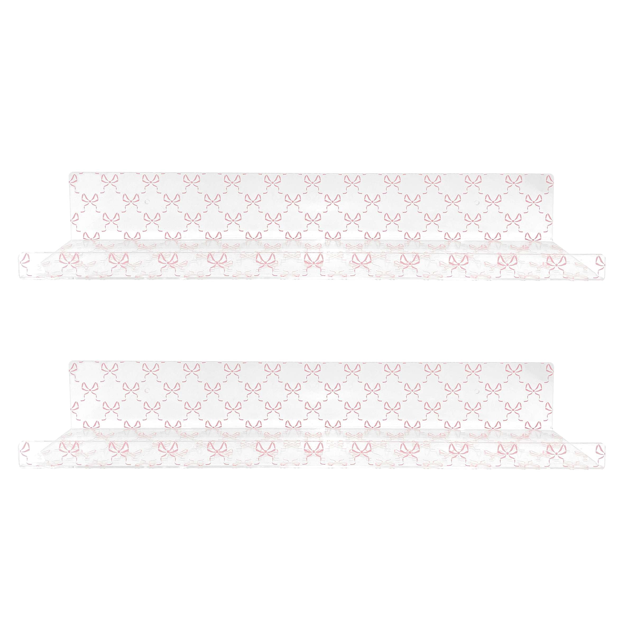 Pink Bow Acrylic Floating Wall Shelves, Set of 2