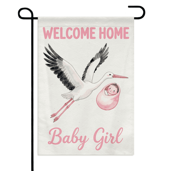 Pink Bow Baby Shower Garden Flag 12×18in Double Sided, Welcome Baby Party Yard Sign, Lightweight Festive Outdoor Lawn and Celebration Decoration