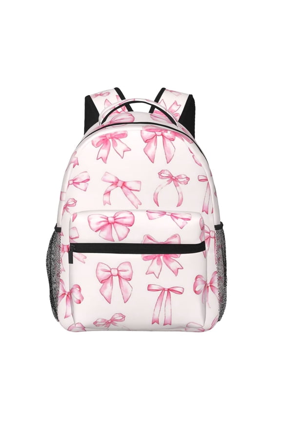 Pink Bow Backpack Lightweight Rucksack Travel Bag for Men and Women