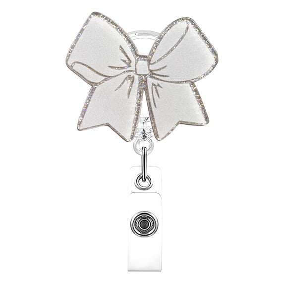 Pink Bow Badge Reel Retractable | Cute ID Badge Holder with Alligator Clip for Nurse, Medical Worker, Nursing Student, Teacher | Fun & Personalized Design