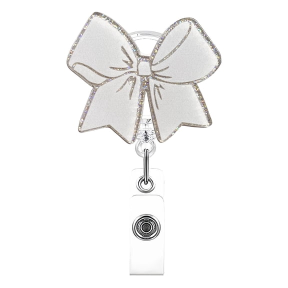 Pink Bow Badge Reel Retractable | Cute ID Badge Holder with Alligator Clip for Nurse, Medical Worker, Nursing Student, Teacher | Fun & Personalized Design