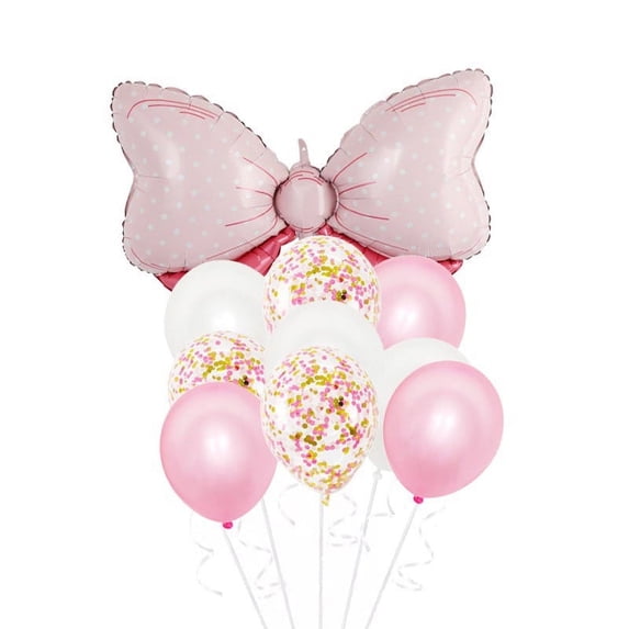 Pink Bow Balloons for Baby Shower & Birthday, Foil & Confetti ...