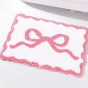 Pink Bow Bathroom Mat Non Slip Suitable for Shower Bedroom