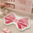 thumbnail image 1 of Pink Bow Bathroom Rug, 15.7" x 23.6" Irregular Rug, Fluffy Bath Mat, Non-Slip Floor Mat with 8X Absorbency, for Bathroom & Bedroom, Gift for Girls, 1 of 8