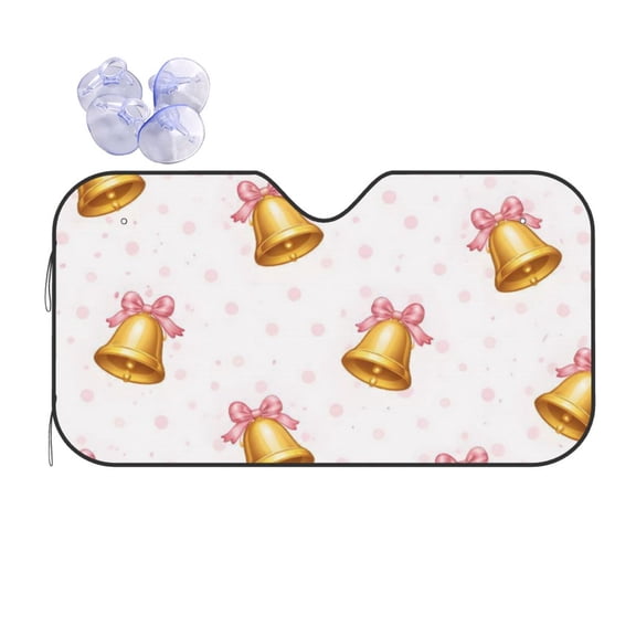 Pink Bow Bell Car Windshield Sun Shade Universal Fit Auto Sun Visor Protector