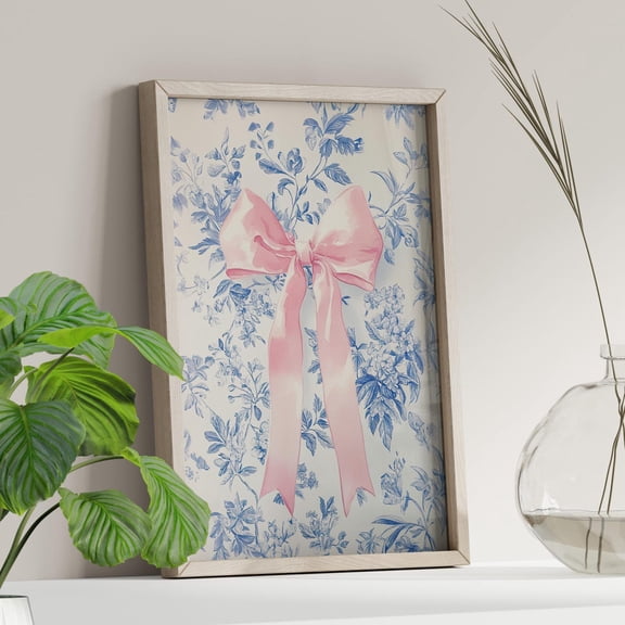 Blue Bow Wall Art Print, Coquette Nursery Room Decor - Walmart.com