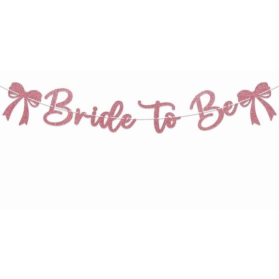Pink Bow Bride to Be Banner - Coquette Bridal Shower Party Decorations, She's Tying The Knot Bridal Shower Bunting Sign, Bride to Be Party Decorations Rose Gold Glitter