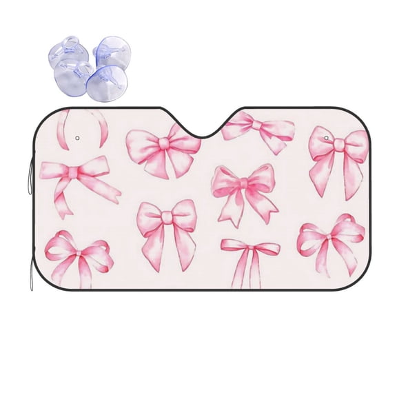 Pink Bow Car Windshield Sun Shade Universal Fit Auto Sun Visor Protector