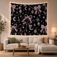thumbnail image 1 of Pink Bow Charms with Moons and Spiders, Spooky Gothic Style for Gothic Decor Fans, Dark Wall Decor, Halloween Gift, Tapestry Wall Hanging for Bedroom and Dorm Room, 1 of 6