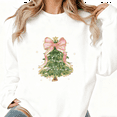 thumbnail image 1 of Pink Bow Christmas Tree Print Sweatshirt White Graphic Sweatshirt S-11XL Holiday Tops, 1 of 4