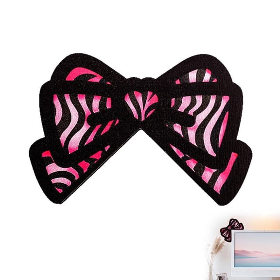 Pink Bow Computer Monitor Decor 3D Wood Cute Computer Decor Coquettish PC Decoration for Computers Desk Decors, Creative Wooden Monitor Figurine