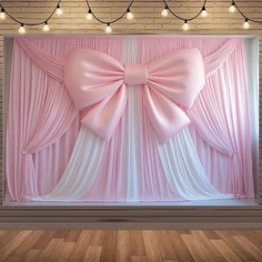 Pink Bow Coquette Birthday Backdrop White Pink Bow Curtain Photography Background Pink Bow Bridal Baby Shower Bachelorette Party Decorations Banner Photo Booth Props