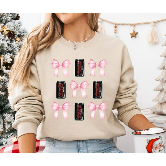 Pink Bow Coquette Cola Zero Sweatshirt: Trendy Vintage Collage All Size S-5Xl