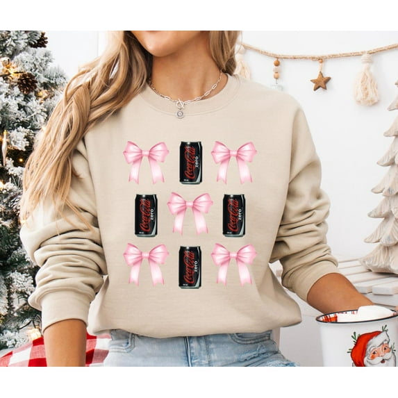 Pink Bow Coquette Cola Zero Sweatshirt: Trendy Vintage Collage All Size S-5Xl