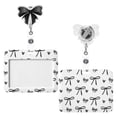 thumbnail image 1 of Pink Bow Coquette Gifts Set Includes Horizontal ID Badge Holder and Retractable Badge Reel with Alligator Clip Funny Name Tag Card Holder for Worker Doctor Nurse Teacher Office Accessories, 1 of 8
