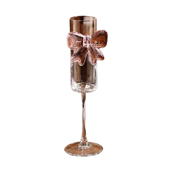 Ins Style Bow High Footed Champagne Glass - 9.64x1.77in 160ml Pink Crystal Wine Glass, Dual-Use for Christmas Valentine's Day, Household Romantic Drinkware