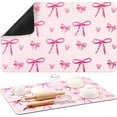thumbnail image 1 of Pink Bow Dish Drying Mat Large for Kitchen Counter Absorbent Coffee Bar Pad Kitchen Counter Accessories Machine Wash Mat 15.5 x 23.5 Inch, 1 of 5