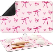Pink Bow Dish Drying Mat Large for Kitchen Counter Absorbent Coffee Bar Pad Kitchen Counter Accessories Machine Wash Mat 15.5 x 23.5 Inch