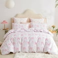 thumbnail image 1 of Pink Bow Duvet Cover Girls Pink Floral Duvet Cover Set Romantic Princess Style Bowknot Bedding Set Ultra Soft Reversible Garden Flower Bedding Twin Size, 1 of 5