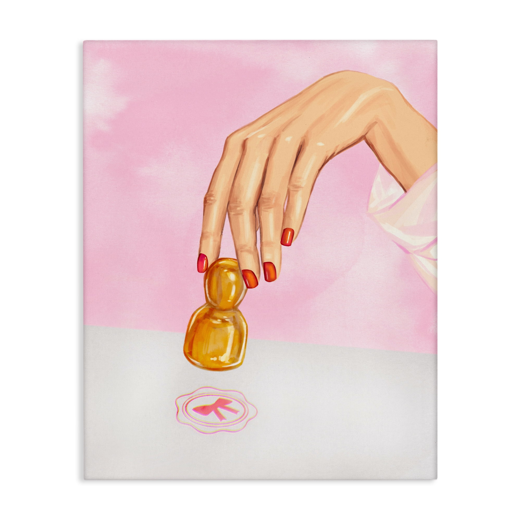 Pink Bow Fashion Stamper Canvas Wall Art, design by Ziwei Li