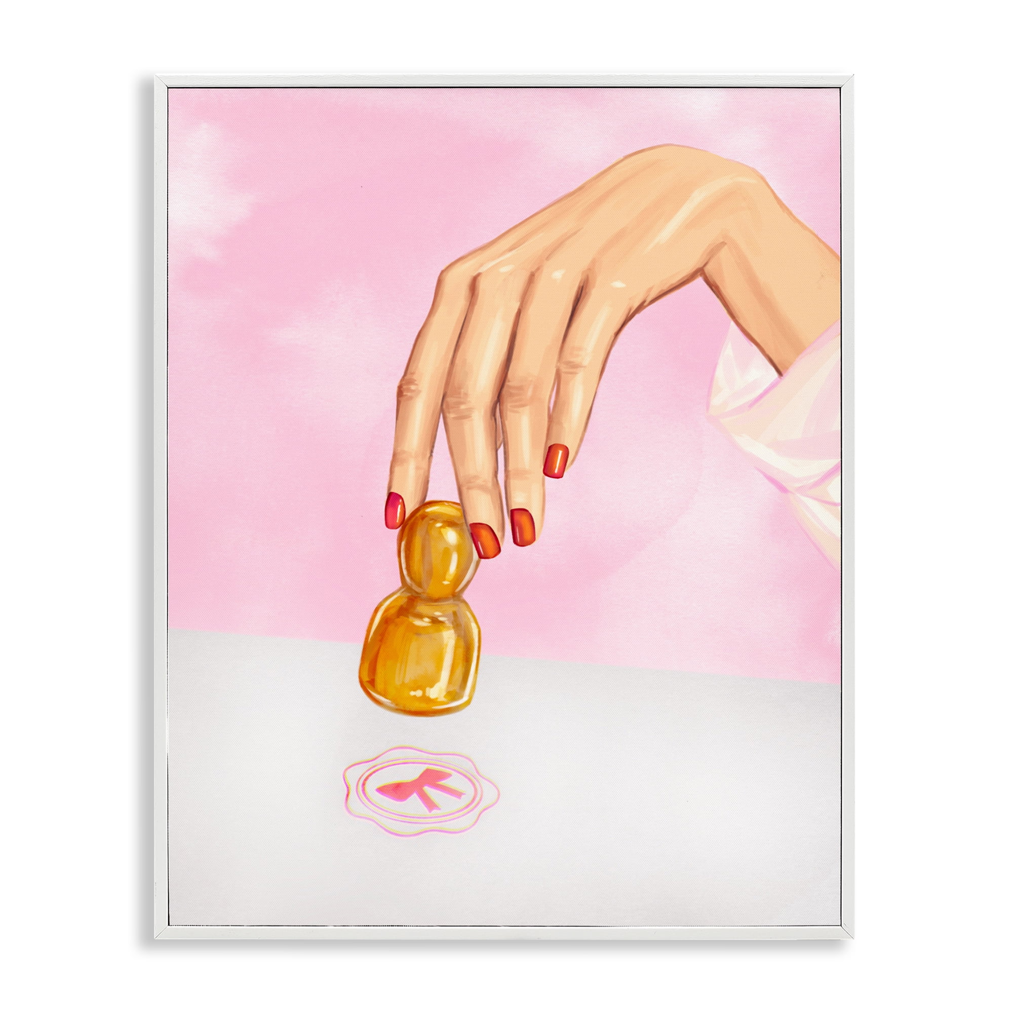 Pink Bow Fashion Stamper White Framed Giclee Art, design by Ziwei Li