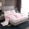 thumbnail image 1 of Pink Bow Fitted Sheet King Size with 2 Pillowcases,Princess Style Bowknot Love Hearts Girly Fairy Bed Sheet Set,Initial Letter B Chic Romantic Top Flat Sheet Microfiber Breathable, 1 of 6