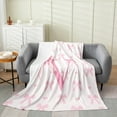 thumbnail image 1 of Pink Bow Flannel Blanket,Princess Style Bowknot Love Hearts Girly Fairy Fleece Blanket for Room Decor,Initial Letter V Chic Romantic Throw Blanket for Sofa Couch,50"x60", 1 of 6