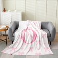 thumbnail image 1 of Pink Bow Flannel Fleece Blanket,Princess Style Bowknot Love Hearts Girly Fairy Bed Super Soft Blanket Teens,Initial Letter O Chic Romantic Decor,40"x50", 1 of 6