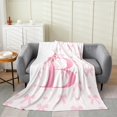 thumbnail image 1 of Pink Bow Fleece Blanket,Princess Style Bowknot Love Hearts Girly Fairy Bed Blanket for Adults Teens,Initial Letter B Chic Romantic Room Decor,Super Soft Flannel Blanket,40"x50", 1 of 6