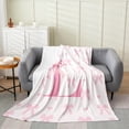 thumbnail image 1 of Pink Bow Fleece Blanket,Princess Style Bowknot Love Hearts Girly Fairy Bed Blanket Teens,Initial Letter L Chic Romantic Flannel Blanket for Room Decor,Queen 90"x90", 1 of 6