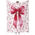 thumbnail image 1 of Pink Bow Flowers Floral Blanket Gifts for Women Kids Girls Lady Birthday Christmas Decor Mom Wife Sisters Daughter Grandmother Easter Mother''s Day Throw Blankets 50"x60", 1 of 6