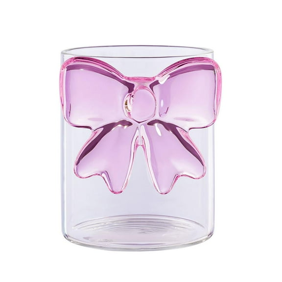 Pink Bow Glass Cup 7x7x9cm Elegant European Retro Design Exquisite Glassware Perfect for Parties Dates Gifts