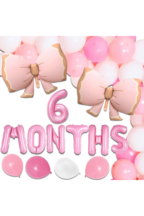 Pink Bow Halfway to one Balloons Half Birthday Decoration 6 Month Decorations 1/2 Birthday Decorations Half Birthday Party Decorations