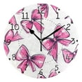 thumbnail image 1 of Pink Bow Hand Painted Style Round Wall Clock Silent Battery Operated Home Decor for Living Room Bedroom, 1 of 7