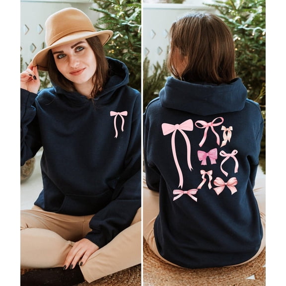 Pink Bow Hoodie, Teenage Girl Hoodie, Aesthetic Hoodie, Coquette Hoodie, Coquette, Women's Preppy Hoodie, for Daughter, F4321