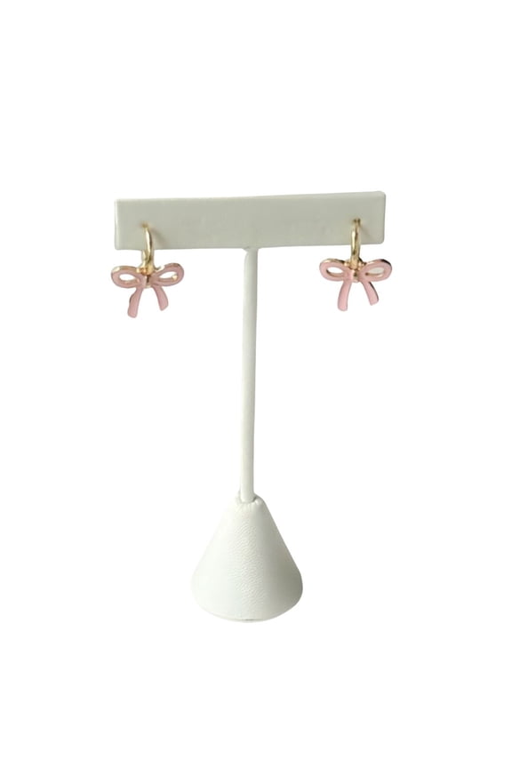 Pink Bow Huggie Hoop Earrings