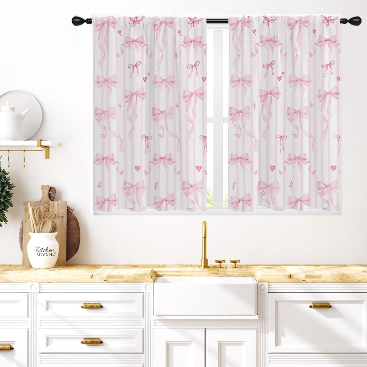 Stunning Pink Curtains For Kitchen + FEIERKONGPONG Sold Bow Window