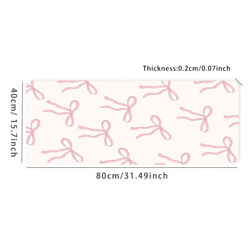 Pink Bow Large Gaming Mouse Pad - Non-Slip, Aesthetic Desk Mat For Women & Girls - Perfect Birthday Gift